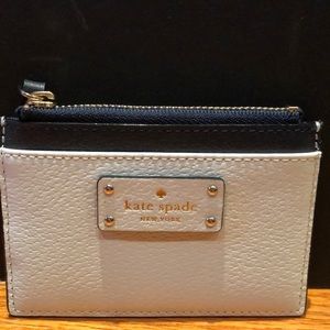 White and navy Kate Spade card/ coin wallet